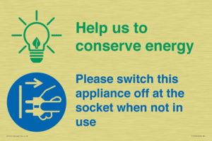 Help us to conserve energy - Switch this appliance off at the socket when not in use